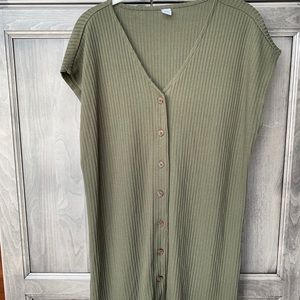Green button up dress